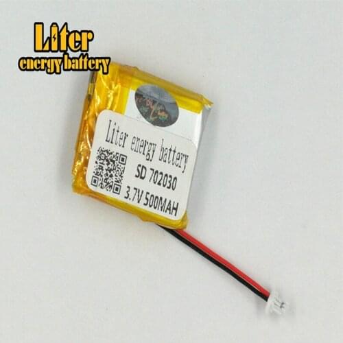 1.0MM 2pin connector 702030 3.7V 500mah MP3 MP4 MP5 small toys rechargeable lithium-ion battery sound equipment li-po battery
