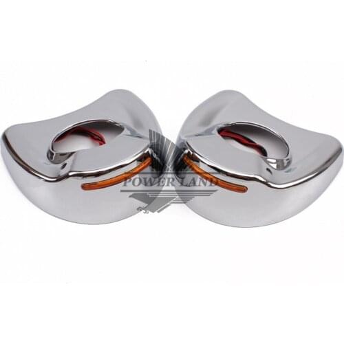 1pair New Motorcycle Chrome Fairing Mount Mirrors Amber Lens LED Lights Cover Caps for Harley Electra Glide 96-13