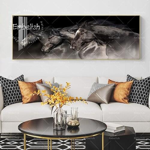 1 Pieces Black Animal Black Horses HD Print On Canvas Paintings For Living Room Modern Home Decor Posters Wall Art Pictures