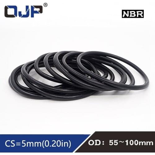10PCS/lot Rubber Ring Black NBR Sealing O-Ring CS5mm OD55/60/65/70/75/80/85/90/95/100mm Nitrile O Ring Seal Oring Gasket Rings