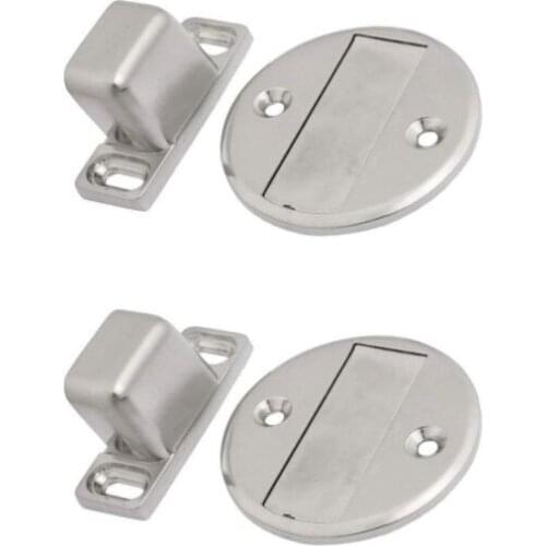 2 Pack Stainless Steel Magnetic Door Stopper Holder Heavy Duty Home Stop Catch with Mounting Screws