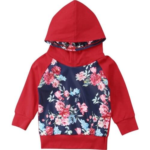2018 Brand Baby Kids Hoodie Floral Hooded Winter Warm Clothes Long sleeve Top Set Size 1-5T