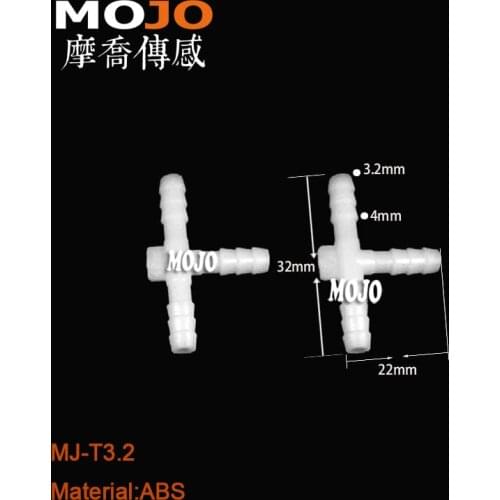 2020 (1000pcs/Lots) MJ-T3.2 1/8" hose connector ABS Tee pipe joint 3.2mm three way pipe fittings