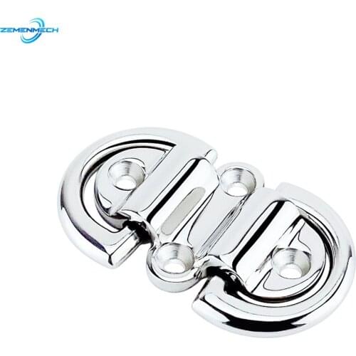 316 Stainless Steel Double D Ring Deck Folding Pad Eye Lashing Tie Down Cleat Yacht Motorboat Truck Polish Boat Marine Grade