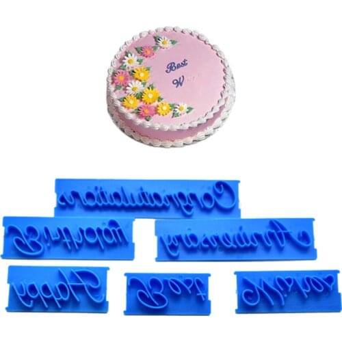 DIY baking utensils new 6pcs letter printing mold fondant chocolate cream biscuit cake plastic mold