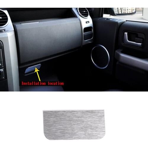 Aluminum Alloy Car Styling for Land Rover Discovery 3 LR3 2004-2009 Co-pilot Glove Box Switch Stickers Silver Car Accessories