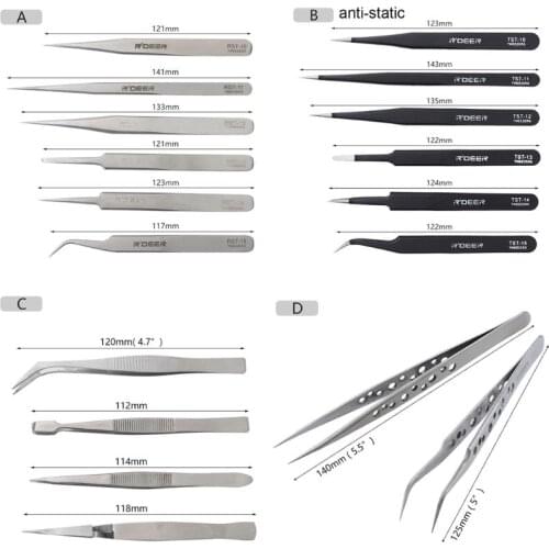 ESD Anti Static Stainless Steel Tweezers Maintenance Repair Tool Set Precision