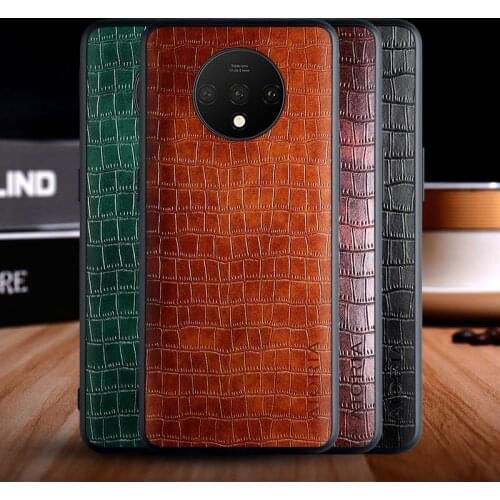 Case for Oneplus 7T funda luxury crocodile pattern leather soft TPU hard phone cover for oneplus 7t case