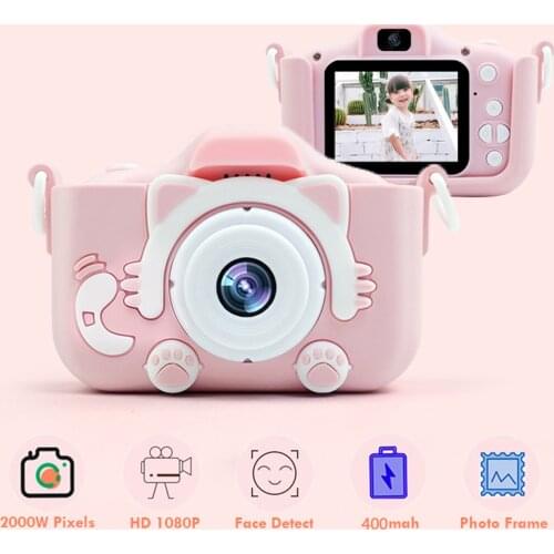 1080P 2000W Mini Cute Kids Digital Camcorder Video Camera Toys Built-in Games for Children Toddler Christmas Birthday Gifts