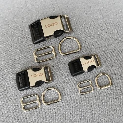 LOGO 50 Sets 15mm 20mm 25mm Laser Engraving Metal Plastic Release D Ring Breakaway Buckle Clasp For Dog Collar DIY Accessories