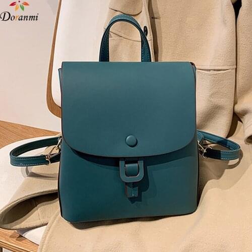 DORANMI Large Capacity Womens Backpack 2021 Buckle Solid Schoolbag Female Rucksacks Luxury Brand Designed Mochila Back Bag B175
