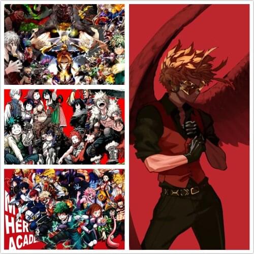 WTQ My Hero Academia Canvas Painting Anime Posters Retro Poster Wall Decor Wall Art Picture for Living Room Decor Home Deco
