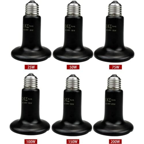 Ceramic Emitter Heat Lamp Bulb Pet Heating Light Bulb Infrared Black for Reptile Animals Heater Brooder Chocadeira Ceramic Heate