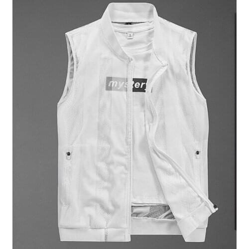 Summer Mans Thin Vest Baseball Style Mesh Sleeveless Jackets Multipockets Fishing Hiking Waistcoat Fashion Sports Outerwear