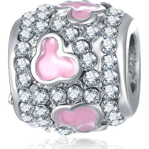 Vogue 2021 DIY European Beads Cartoon Mouse Head Rhinestone Crystal Beads Charms Fit Original Bracelets & Bangles Crystal Beads