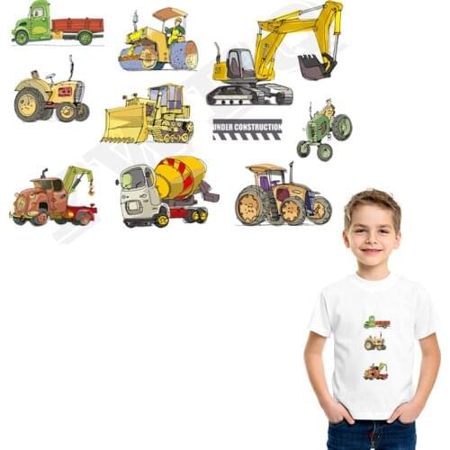 DIY Patches Cartoon Cars Set Iron-on Patches For Clothes Children Gift Washable Heat Transfer Papers Print On T-shirt Dresses