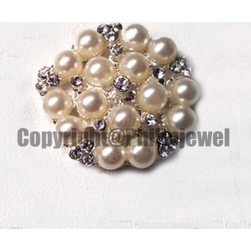 NEW design 25mm crystal pearls metal floral flatback/shank wedding gift button invitation decorative ornament accessory 300 x