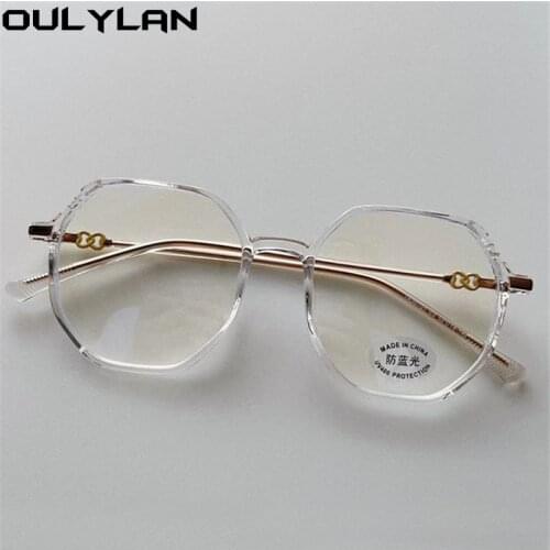 Oulylan TR90 Irregular Glasses Frame Men Anti Blue Ligth Spectacle Frames Women Compute Optical Prescription Eyeglasses