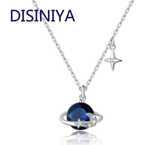 DISINIYA 925 Sterling Silver Blue Star Pendant Necklace Design Engagement Fashion Jewelry Bsn166