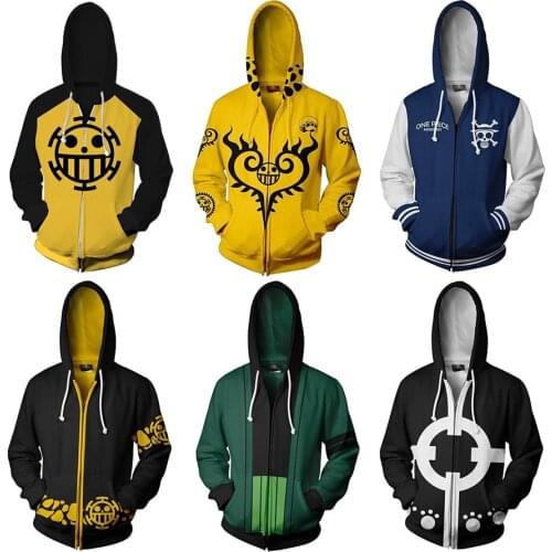 COSSUN TRAFALGAR LAW Hoodie 3D Printed Casual Hooded One Piece Sweater Luffy Jacket Japanese Anime Cosplay Coat