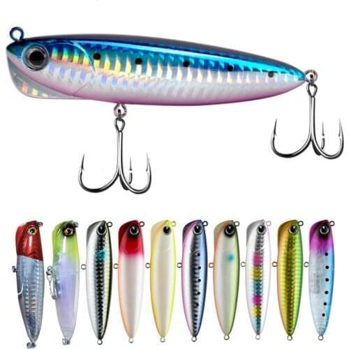 Pencil Fishing lure 18G/90mm Ultra Long Cast Slow Sinking Pencil Bait Fish Gear with Treble Hook Bass Stick Bait