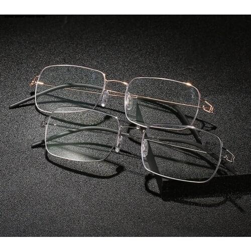 Retro Soft Steel Wire Big Square Frame Anti-blue Light Reading Glasses Resin Lenses Plus Diaphragm Diopter +1.0 To +4.0