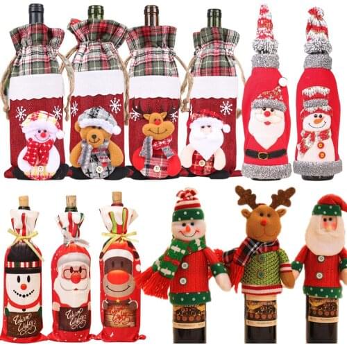 Christmas Wine Bottle Cover christmas decorations for home 2020 Natal Noel Christmas Table Decor Xmas Gift Happy New Year 2021
