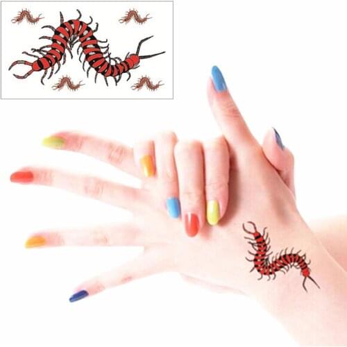 SHNAPIGN 25 style Temporary Tattoo Body Art, Red centipede Designs, Flash Tattoo Sticker Keep 3-5 days Waterproof 21*15cm