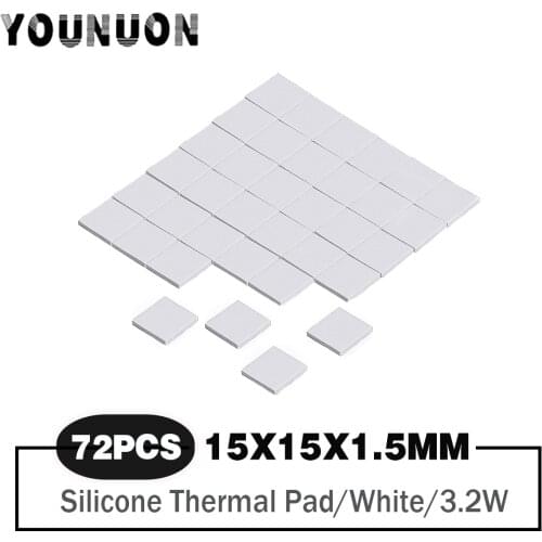 72 Pieces White 15x15x1.5mm GPU CPU Heatsink Cooling Conductive Silicone Pad