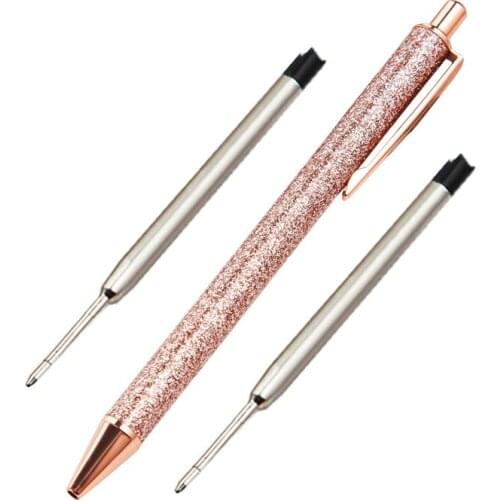 Gold Powder Metal Press Ballpoint Pens Creative Gifts Promotion Pens Girl Heart Signature Pen Student Office Writing Stationery