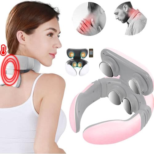 Smart 4D Magnetic Shoulder Neck Massager Pulse Far Infrared Heated Electric Pain Relief Cervical Massage with Remote Control