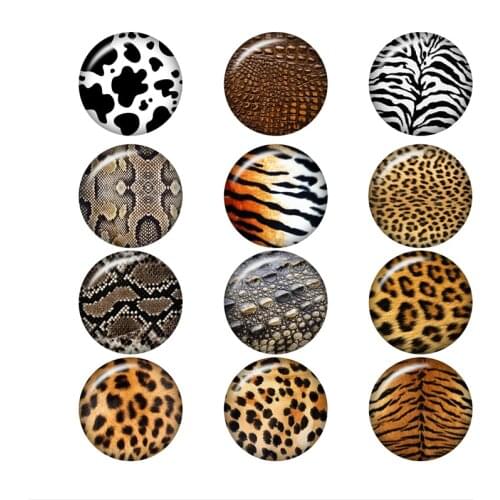 Mixed Glass Snap Button Jewelry Animal Cow Leopard Tiger Snake Pattern For DIY 18MM Button Snap Bracelet Necklace Jewelry