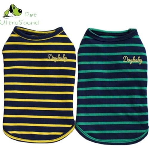 ULTRASOUND PET Striped Dogs Vest Small Dog Clothes Breathable Cotton Sleeveless Pet Clothing Dogs T-shirt Vest For Chihuahua