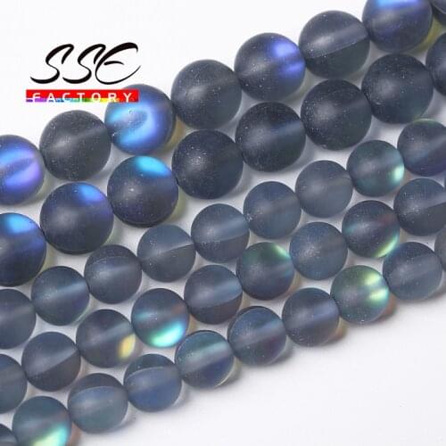 Top Quality Austria Crystal Synthesis Glitter Matte Gray Moon Stone Beads 6/8/10/12 mm For Jewelry Making DIY Bracelet Necklace