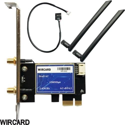 WIRCARD WR-822 desktop wifi PCI-E adapter 1200Mbps Dual Band 2.4G/5GHz RTL8822BE Bluetooth4.2 for win7 win10