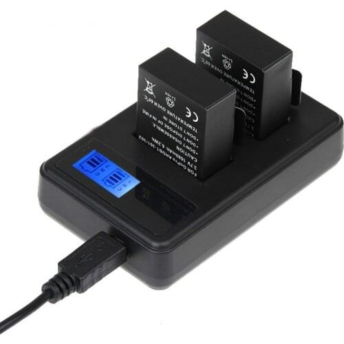Dual Battery Charger LCD Screen Display with Android Cable for Gopro Hero 8 7 6 5 4 3 3+ yi 2 4k Intelligent Protection Charger