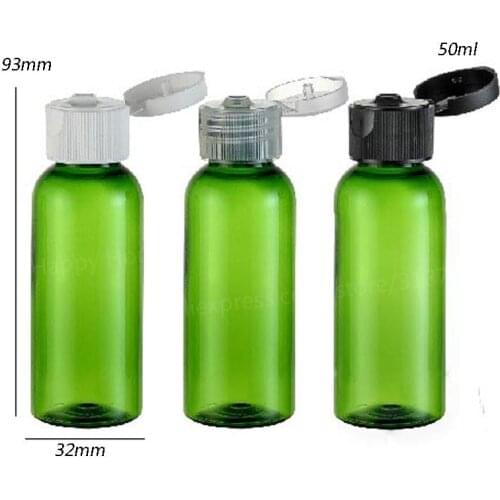 30 x 50ml Green Refillable Portable PET Plastic Flip TOp Cap Bottle Empty Lotion Cosmetic Container