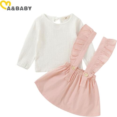 Ma&Baby 1-6Y Toddler Baby Kid Girls Clothes Set Autumn Long Sleeve Soft T shirt TOP + Skirts Outfits Children Costumes