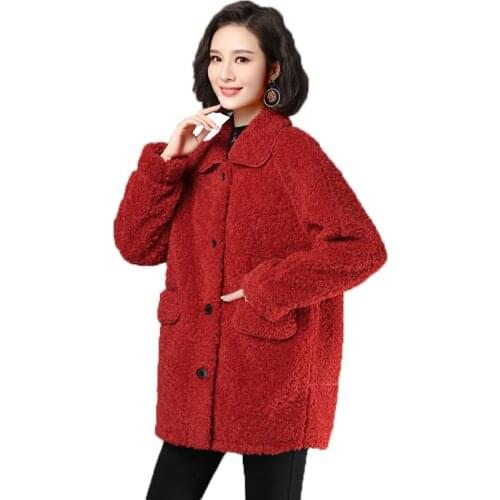 Winter Fashion Faux Lamb Fur Coat Women Single Breasted Thick Warm Overcoat Casual lambswool Fur Jacket Female Outerwear R335