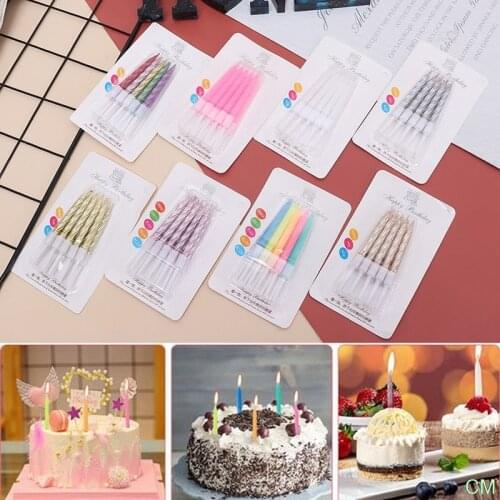 1/10pcs Thread Color Birthday Candles With Stand Cake Candle Event Party Supplies Wedding Party Decoration