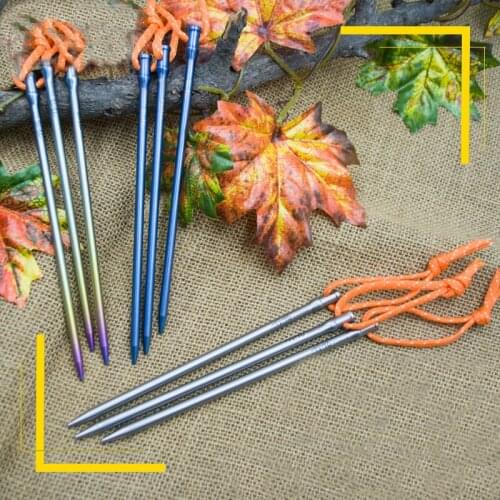 1pcs tube type solid tent nail ground tack 6mm TC4 high strength titanium alloy sandy land buster 165mm length colorful screw