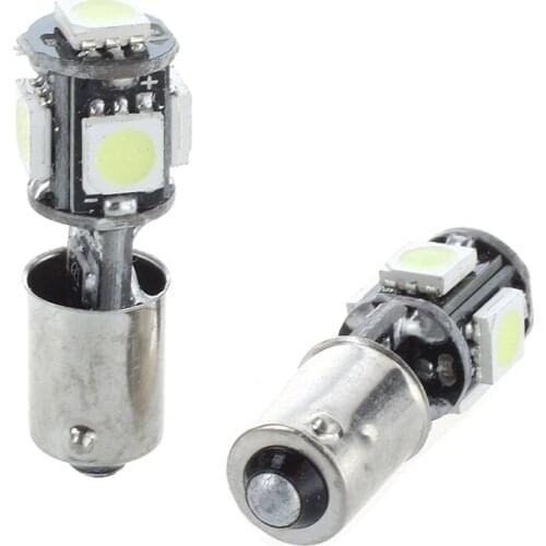 2x Bulb 5 LED 5050 SMD BA9S H6W T4W White Anti ODB Error code lamp