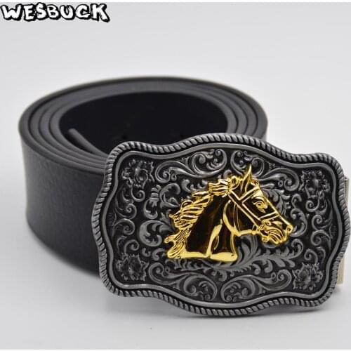 5 PCS MOQ WesBuck Brand Horse Head Belt Buckles for Men Women Metal Buckles