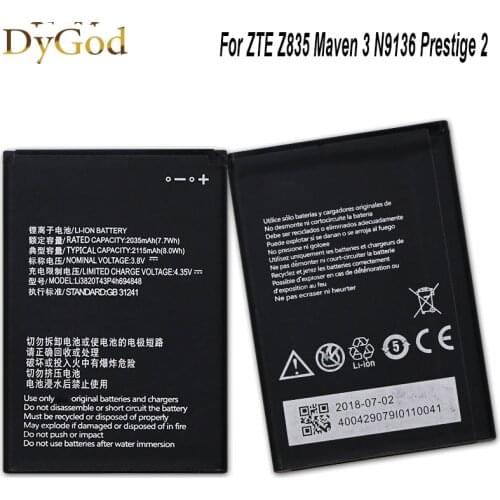 DyGod 2035mAh Li3820T43P4h694848 Battery For ZTE Z835 Maven 3 N9136 Prestige 2 High Quality mobile phone Battery