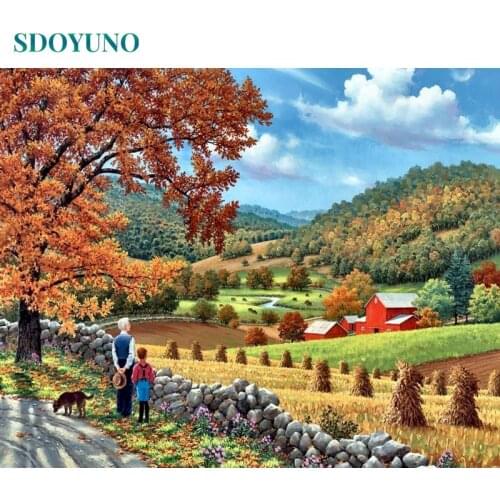 SDOYUNO DIY Acrylic Painting By Numbers Kits 60x75cm Paint By Numbers Animals Frame Draw Painting On Canvas Scenery Home Decor