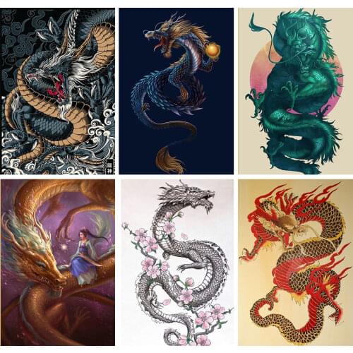 Full Square Drill 5D DIY Diamond Painting "Cartoon Dragon of Chinese Style" Embroidery Cross Stitch 3D Home Decor Gift