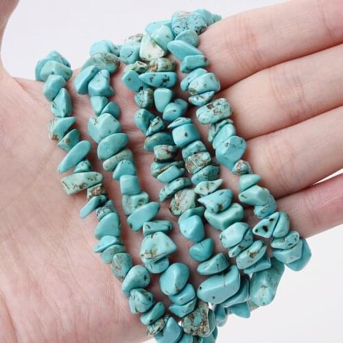Natural Stone Beads Irregular Green Turquoises Gravel Bead for Jewelry Making DIY Bracelet Necklace Accessories 15 Inches/Strand