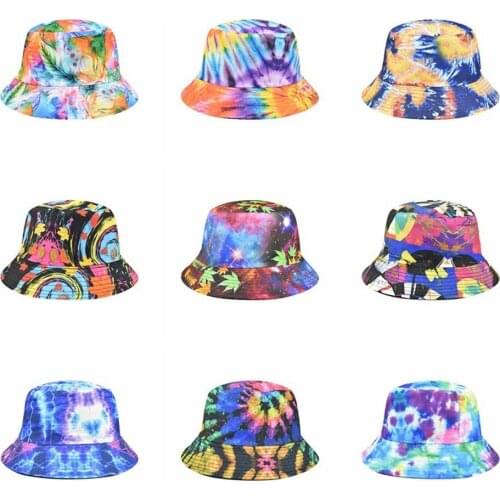 Wear Reversible Colorful Bucket Hats for Women Men Travel Beach Mens Sun Hat Unisex Rainbow Tie Dye Hats