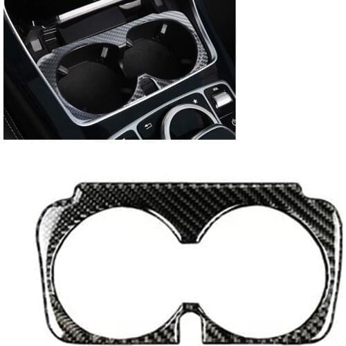 JEAZEA Car Styling Carbon Fiber Water Cup Holder Frame Trim Sticker For Mercedes Benz C Class W205 C180 C200 C300 GLC 15-17