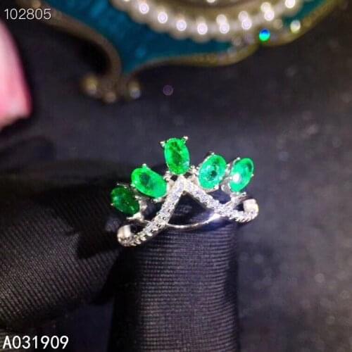 KJJEAXCMY boutique jewelry 925 sterling silver inlaid natural emerald gemstone ladies ring support detection popular